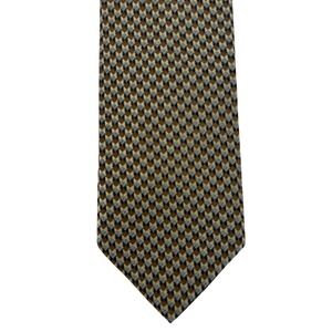 Pavone Mens Silk Necktie Brown Tan Geometric Pattern Made in Italy 58"x3.75"